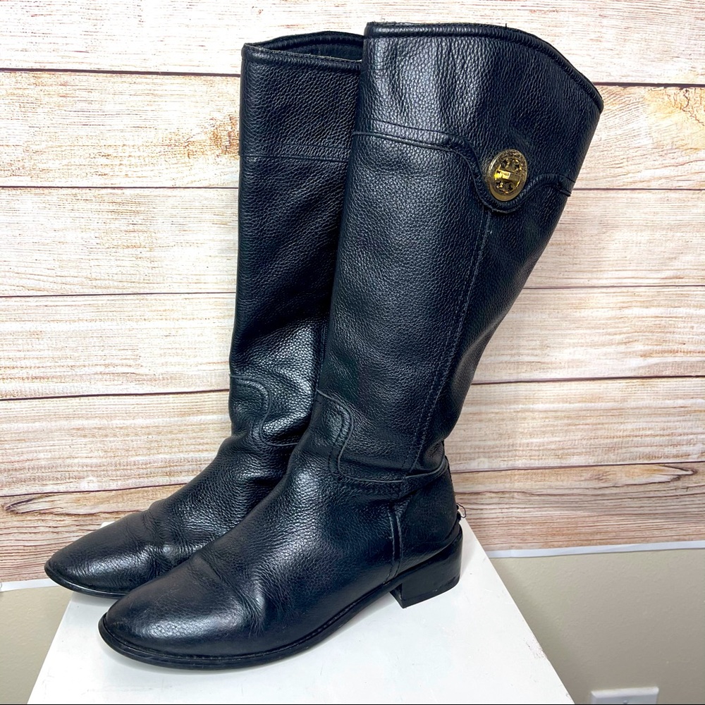 Tory Burch Joie Boots Black Pebble Leather